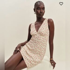 (New) Reformation Ivory Floral Mini Dress